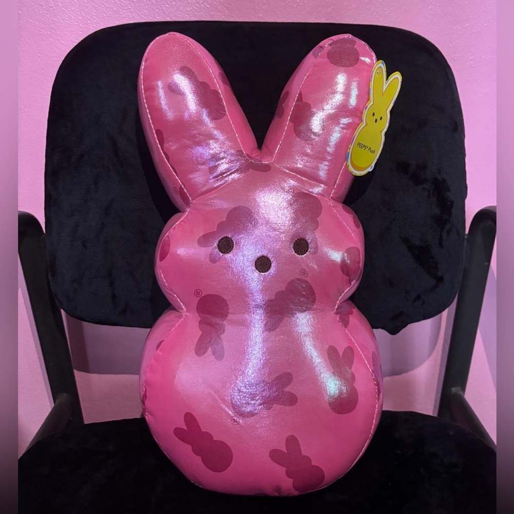 15" Peeps Iridescent Pink Bunny Plush Pillow Pink Sheen Metallic Rare LE NWT